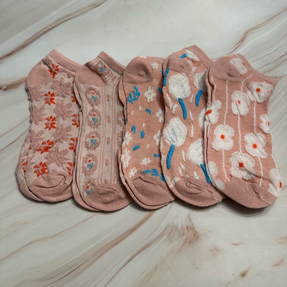 5PK Pink Themed Women Socks - Picture 1 of 2